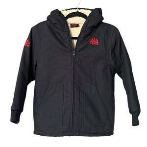 New Mac Tools Heavy Duty Zip Up Fleece Lined Kids Jacket Size 10/12 in Black